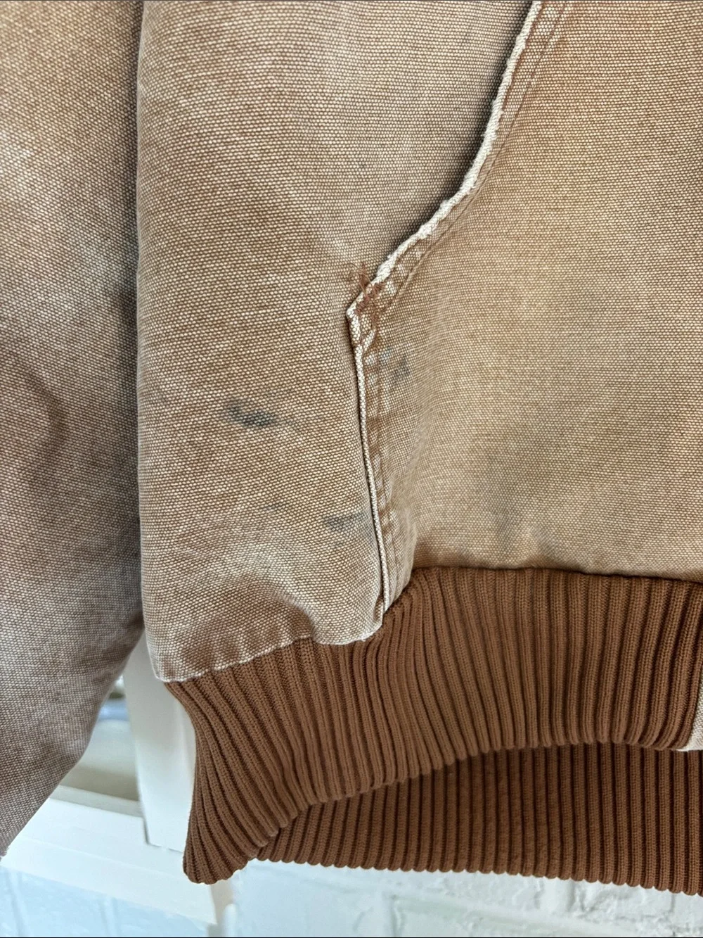 Carhartt J130 Quilted Hooded Canvas Brown Coat Size Extra Large